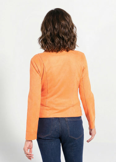 Veste zippée style motard en suédine Orange