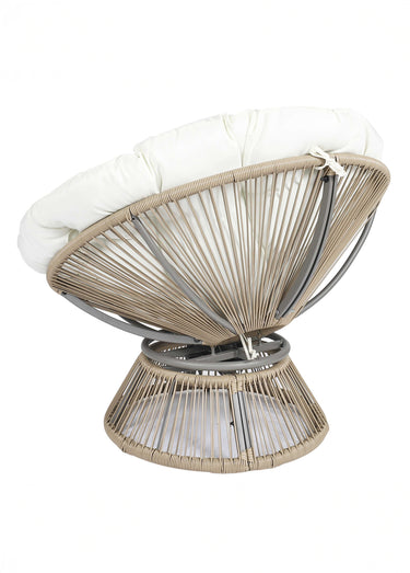 Fauteuil rembourré rotatif rotin, foncé Blanc
