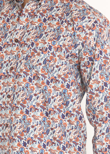 Chemise fantaisie motif cachemire Orange/Bleu