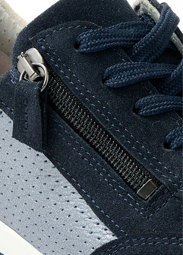 Baskets largeur confort cuir bi-matière Bleu