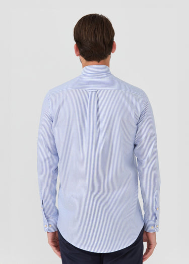 Chemise rayée manches longues col boutonné Bleu Raye