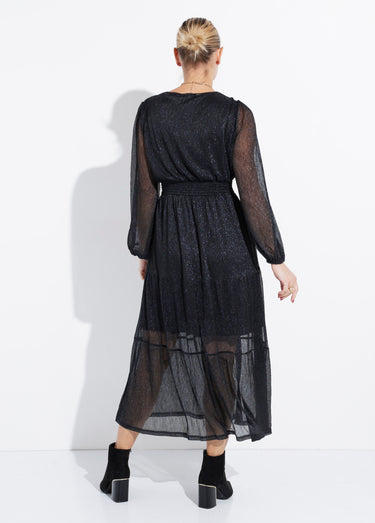 Robe longue en voile effet pailleté Marine Brillant