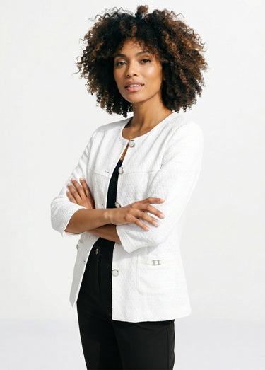 Veste ras de cou manches 3/4 Blanc