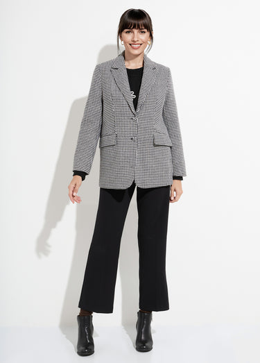 Veste jacquard pied de coq col tailleur Noir / Blanc