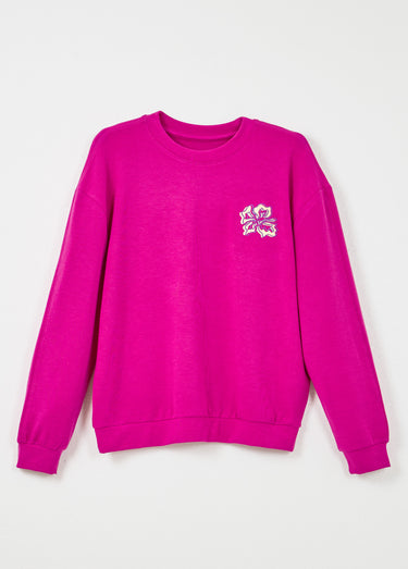 Sweat volume boite molleton brodé détail brillant Cassis