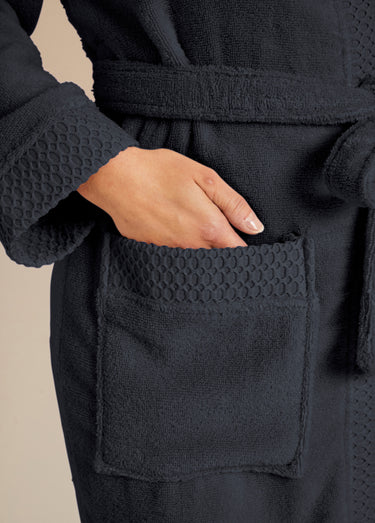 Peignoir éponge pur coton forme kimono Noir