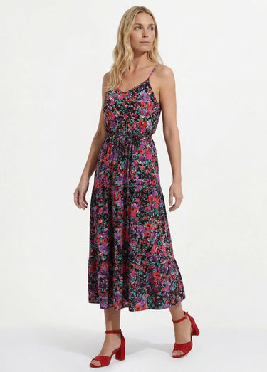 Robe longues volantée fines bretelles Multicolore