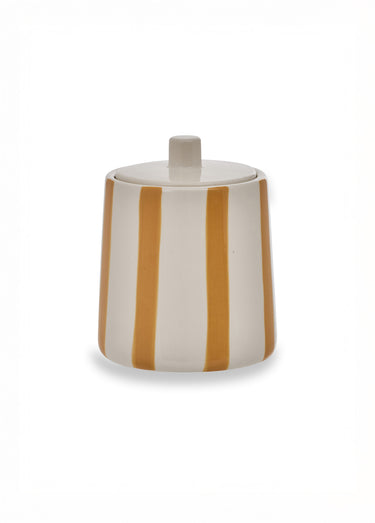 Pot à cotons en céramique rayée Jaune
