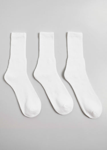 Lot de 3 Chaussettes de sport à côtes, clair Blanc