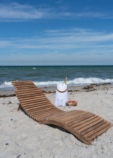 Chaise longue pliante en bois de teck Naturel