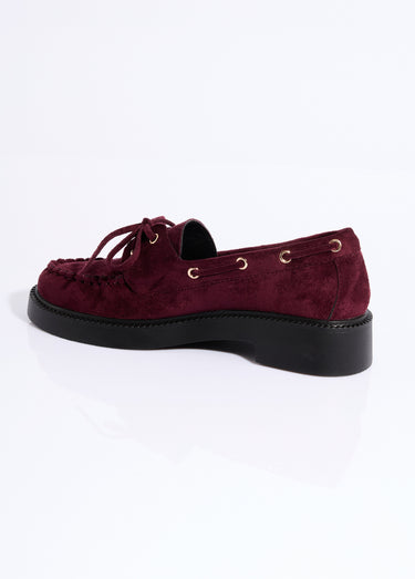 Mocassins en suédine avec oeillets métal Bordeaux