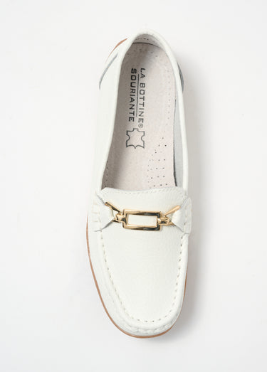 Mocassins détail métal semelle antidérapante Blanc