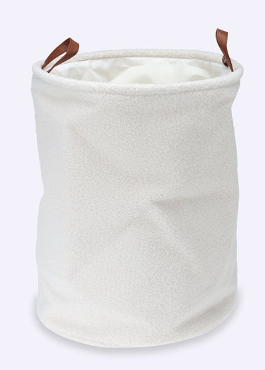 Panier à linge aspect laineux, 2 anses Beige