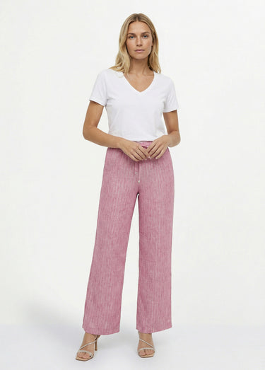 Pantalon tailleur rayé aspect irrégulier Framboise