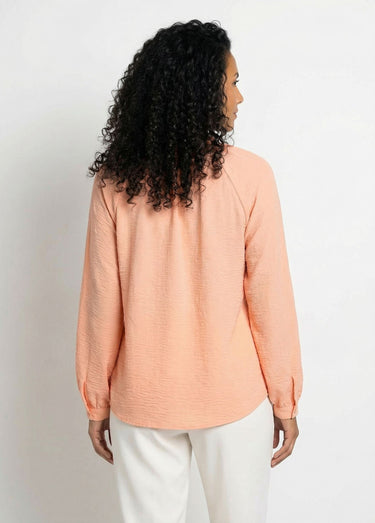 Chemisier raglan ample col V boutonné Orange