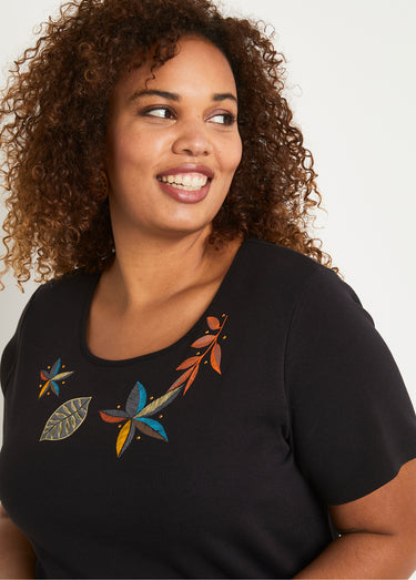 T-shirt droit long manches courtes Noir