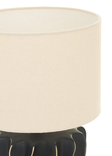Lampe pied grès détails vagues MALYA Beige/Noir