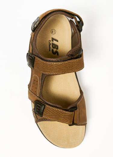 Sandales à scratchs confortables cuir Camel