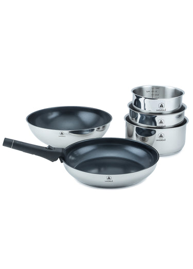 Set 6 pièces inox antiadhésif, Réactif Gris