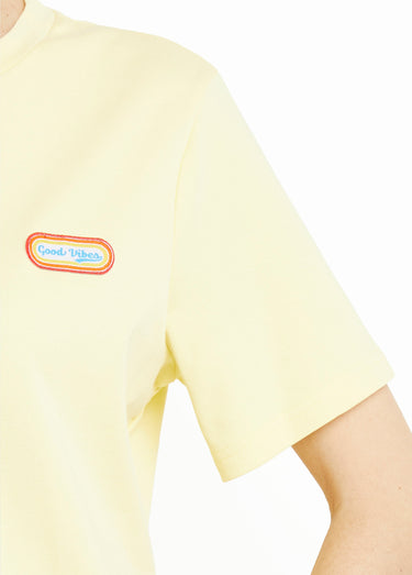 T-shirt manches courtes patch Good Vibes Jaune