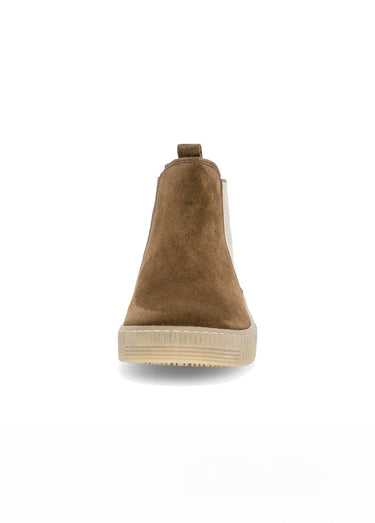 Boots Chelsea fantaisie en cuir daim Cognac