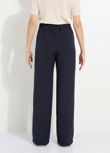 Pantalon effet pont taille élastiquée Marine