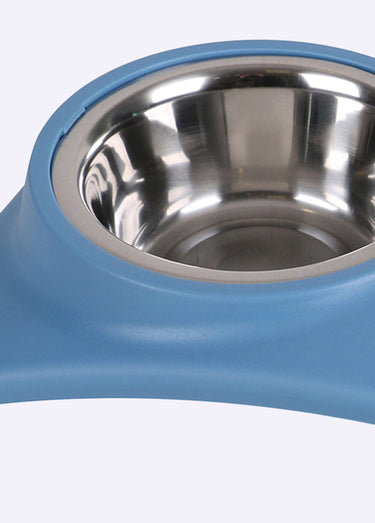 Gamelle double en inox pour chien Bleu