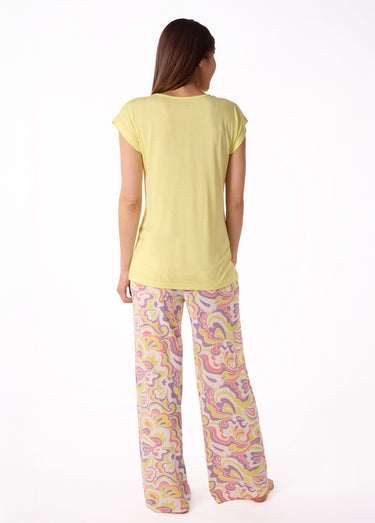 Pyjama thème pastel manches courtes Jaune