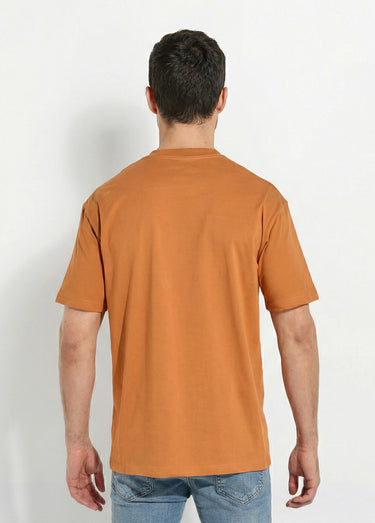 T-shirt pur coton avec col rond, Essentiel Orange