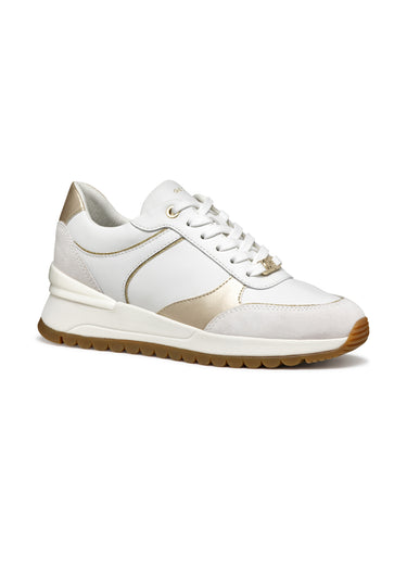Baskets à lacets avec semelle compensée Blanc / Doré