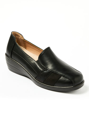 Derbies mix matières et talon compensé Noir