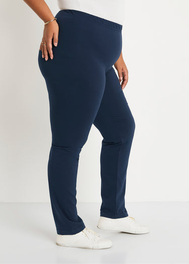 Legging coton stretch taille élastiquée Marine