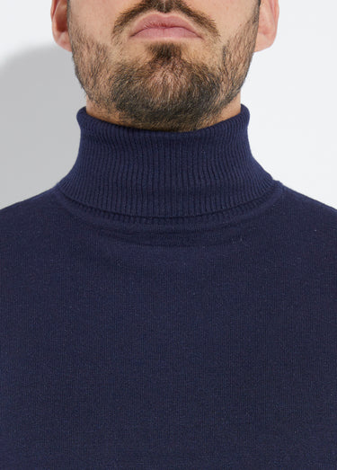 Pull col roulé en maille fine jauge Marine