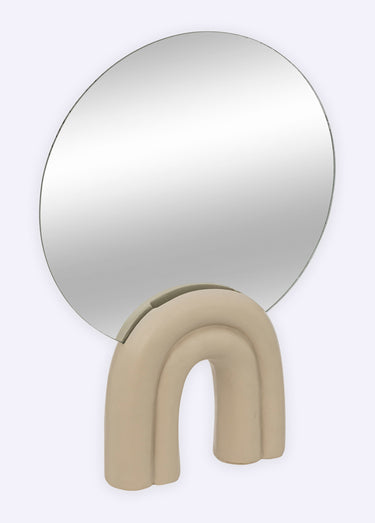 Miroir à poser avec support forme arches Beige