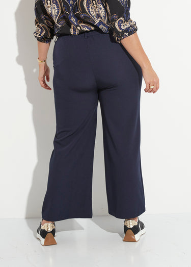 Pantalon en twill léger coupe large Marine