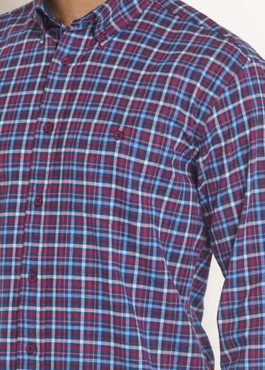 Chemise flanelle extensible à carreaux Carreaux Bleu