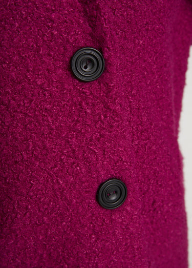 Manteau tissu bouclette mi-long boutonné Fuchsia
