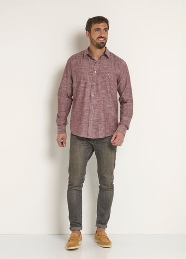 Chemise fantaisie détails contrastés Bordeaux