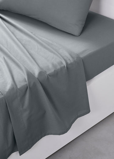 Drap plat coton uni Acier