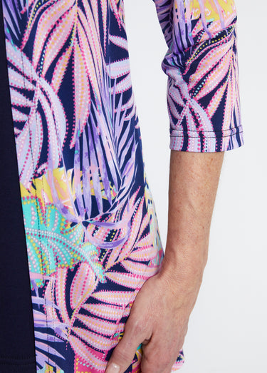 Tee-shirt long effet 2 en 1 Marine/Parme