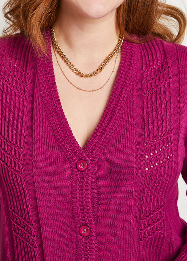 Gilet boutonné manches longues Cassis
