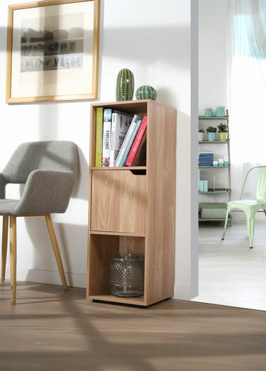 MODU Meuble colonne 3 cases + 1 porte Marron