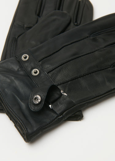 Gants homme en cuir patte poignet Noir