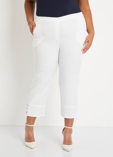 Pantacourt droit taille semi-élastiquée Blanc