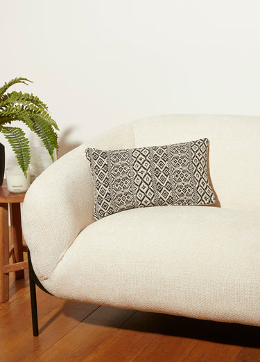Housse de coussin tissée 30x50cm, Kilim Beige/Noir