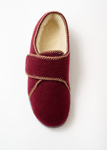 Chaussons scratchés largeur confort fourrés Bordeaux