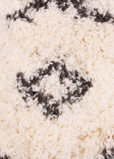 Tapis mèches hautes losanges, 110x60cm Blanc / Noir
