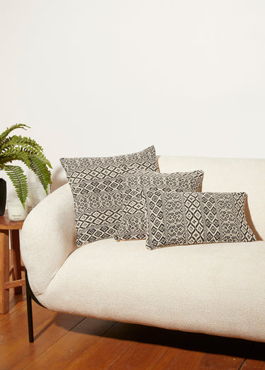 Housse de coussin tissée 40x40cm, Kilim Beige/Noir