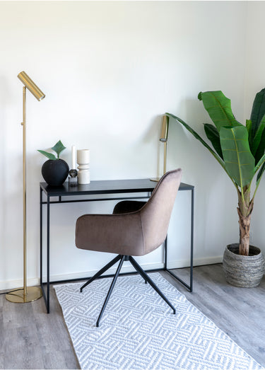 Bureau haut style épuré, acier foncé Noir