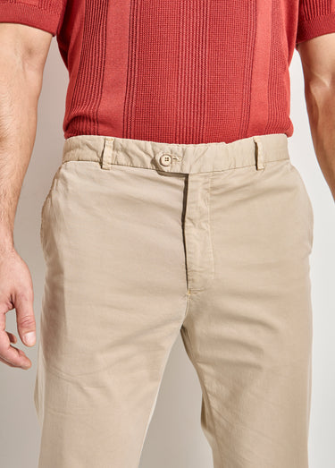 Pantalon chino droit toile coton stretch Beige